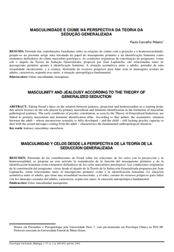 Masculinidade e ciúme na perspectiva da teoria da sedução generalizada