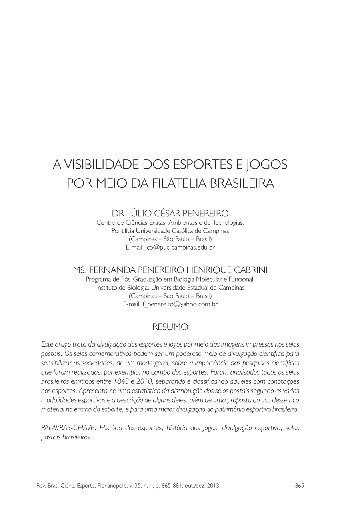 A visibilidade dos esportes e jogos por meio da filatelia brasileira