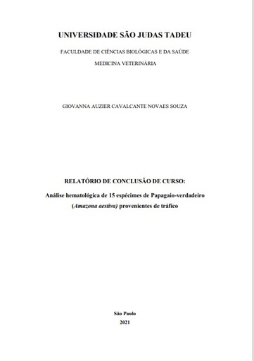 Análise hematológica de 15 espécimes de Papagaio-verdadeiro (Amazona aestiva) provenientes de tráfico