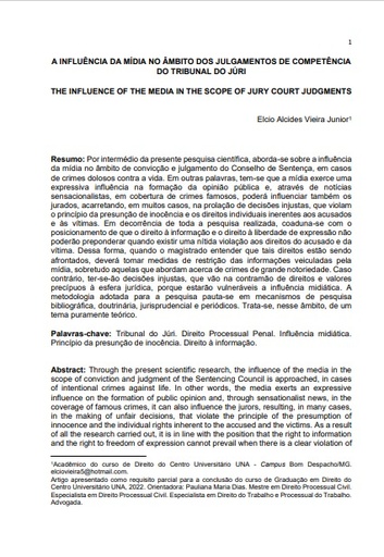 A influência da mídia no âmbito dos julgamentos de competência do tribunal do júri