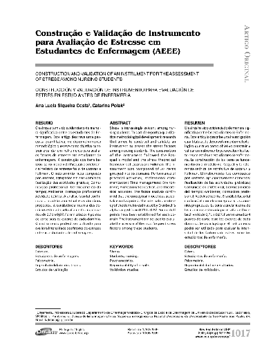 Construção e validação de instrumento para Avaliação de Estresse em Estudantes de Enfermagem (AEEE)