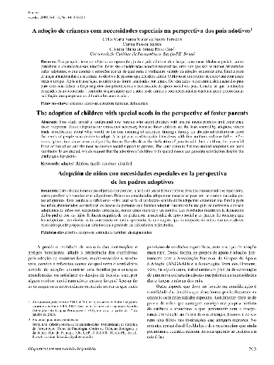 A adoção de crianças com necessidades especiais na perspectiva dos pais adotivos