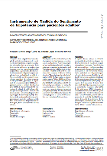 Instrumento de Medida do Sentimento de Impotência para pacientes adultos