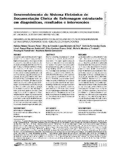 Desenvolvimento de Sistema Eletrônico de Documentação Clínica de Enfermagem estruturado em diagnósticos, resultados e intervenções