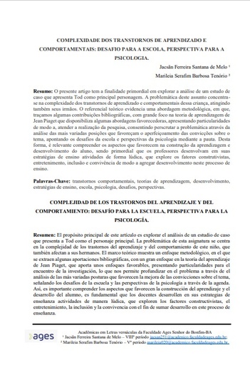 Complexidade dos transtornos de aprendizado e comportamentais: desafio para a escola, perspectiva para a psicologia