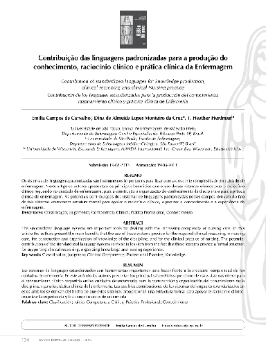 Contribuição das linguagens padronizadas para a produção do conhecimento, raciocínio clínico e prática clínica da Enfermagem