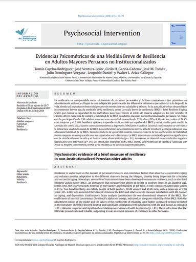 Evidencia psicométrica de una breve medida de resiliencia en adultos mayores peruanos no institucionalizados