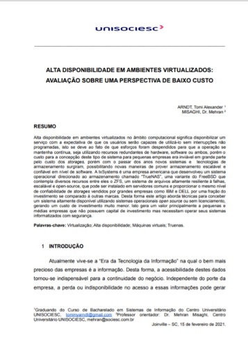 Alta disponibilidade em ambientes virtualizados: avaliação sobre uma perspectiva de baixo custo