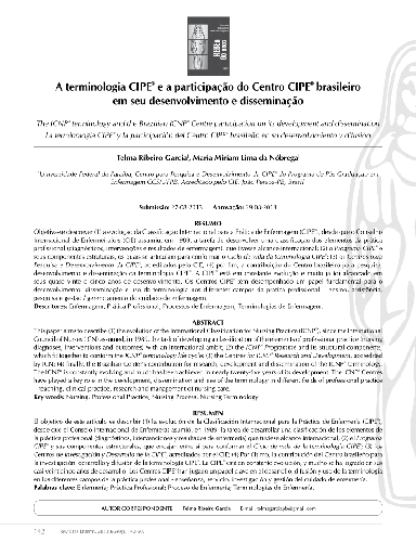 A terminologia CIPE® e a participação do Centro CIPE® brasileiro em seu desenvolvimento e disseminação