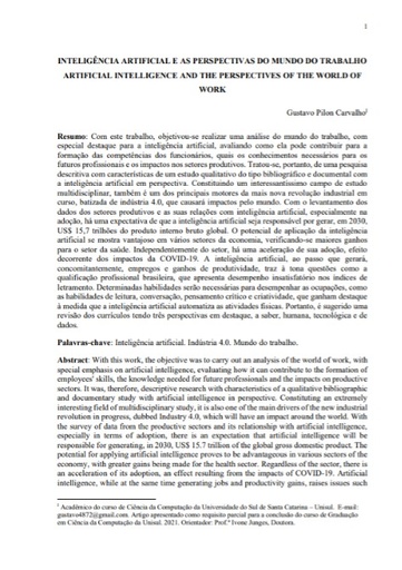 Inteligência artificial e as perspectivas do mundo do trabalho