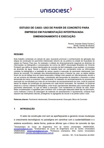 Estudo de caso: uso de Paver de concreto para emprego em pavimentação intertravada: dimensionamento e execução