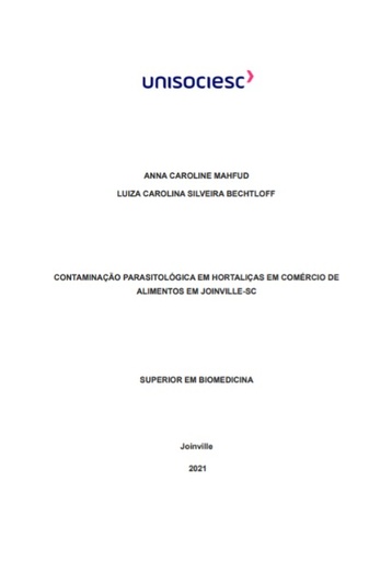 Contaminação Parasitológica em Hortaliças em Comércio de Alimentos em Joinville-SC