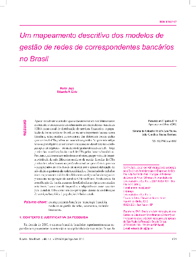 Um mapeamento descritivo dos modelos de gestão de redes de correspondentes bancários no Brasil