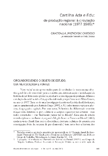 Cartilha Ada e Edu: de produção regional à circulação nacional (1977-1985)