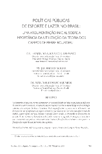 Políticas públicas de esporte e lazer no Brasil: uma argumentação inicial sobre a importância da utilização da Teoria dos Campos de Pierre Bourdieu