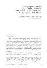 Formação para o ensino agrícola nos Centros de Treinamento de Professores e de Auxiliares Rurais (1952-1963)