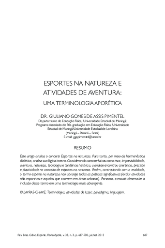 Esportes na natureza e atividades de aventura: uma terminologia aporética