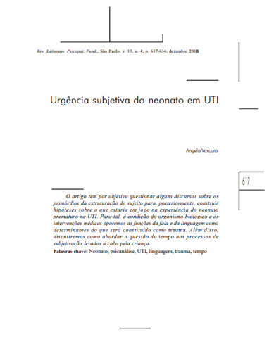 Urgência subjetiva do neonato em UTI