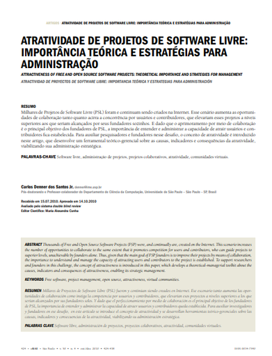 Atratividade de projetos de software livre: importância teórica e estratégias para administração