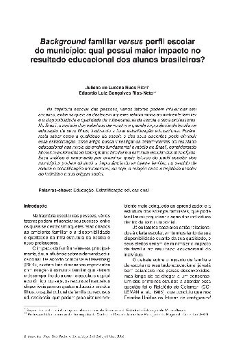 Background familiar versus perfil escolar do município: qual possui maior impacto no resultado educacional dos alunos brasileiros?