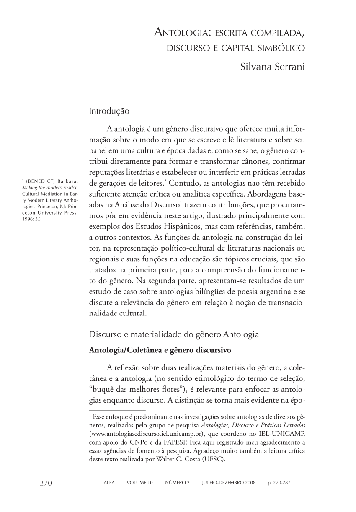 Antologia: escrita compilada, discurso e capital simbólico