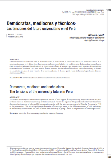 Demócratas, mediocres y técnicos. Las tensiones del futuro universitario en el Perú