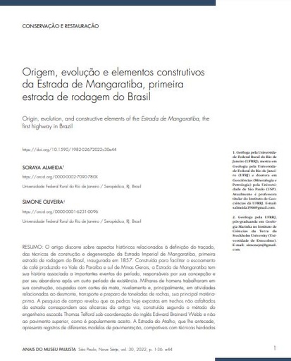 Origem, evolução e elementos construtivos da Estrada de Mangaratiba, primeira estrada de rodagem do Brasil