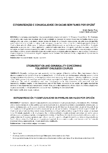 Estigmatização e conjugalidade em casais sem filhos por opção