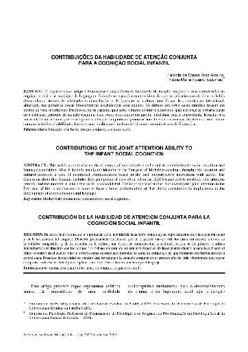 Contribuições da habilidade de atenção conjunta para a cognição social infantil