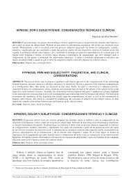 Hipnose, dor e subjetividade: considerações teóricas e clínicas