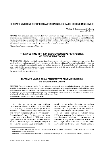 O tempo vivido na perspectiva fenomenológica de Eugène Minkowski