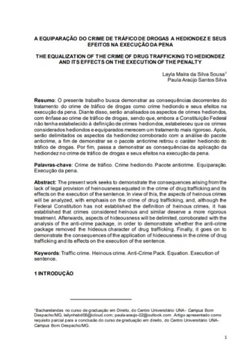 A equiparação do crime de tráfico de drogas a hediondez e seus efeitos na execução da pena