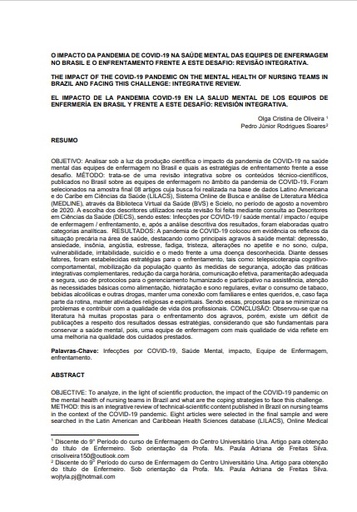 O impacto da pandemia de Covid 19 na saúde mental das equipes de enfermagem no Brasil e as estratégias de enfrentamento frente a este desafio