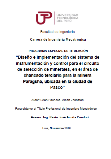 Diseño e implementación del sistema de instrumentación y control para el circuito de selección de minerales en Paragsha