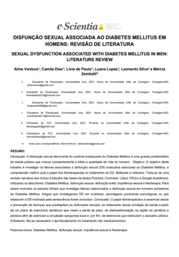 Disfunção sexual associada ao diabetes mellitus em homens: revisão de literatura