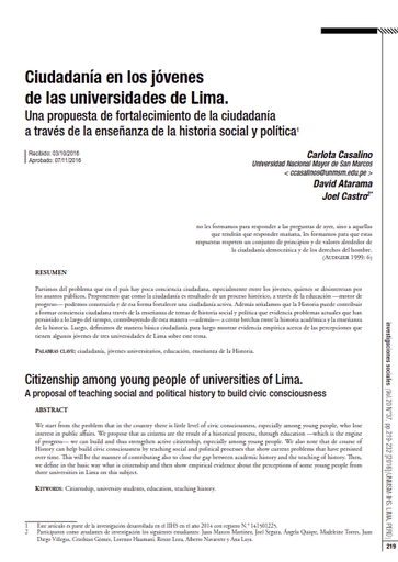 Ciudadanía en los jóvenes de las universidades de Lima.