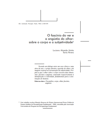 O fascínio do ver e a angústia do olhar: sobre o corpo e a subjetividade