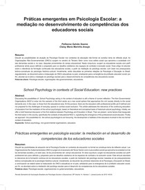 Práticas emergentes em Psicologia Escolar: a mediação no desenvolvimento de competências dos educadores sociais