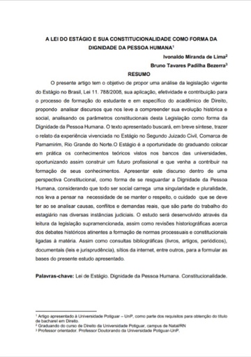 A lei do estágio e sua constitucionalidade como forma da dignidade da pessoa humana