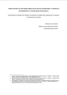 Mortalidade no pós-operatório em pacientes submetidos a cirurgias de emergência. Uma revisão integrativa