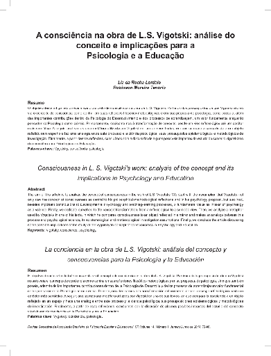 A consciência na obra de L. S. Vigotski: análise do conceito e implicações para a psicologia e a educação