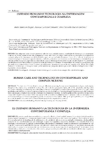 Cuidado humano e tecnologia na enfermagem contemporânea e complexa