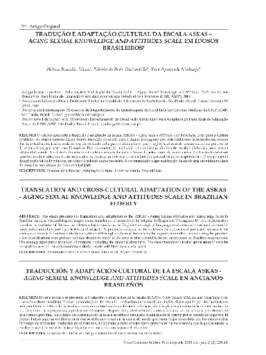 Tradução e adaptação cultural da Escala Askas: Aging Sexual Knowledge and Attitudes Scale em idosos brasileiros