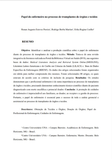 Papel do enfermeiro no processo de transplantes de órgãos e tecidos