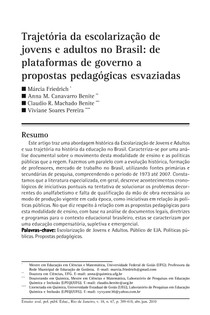 Trajetória da escolarização de jovens e adultos no Brasil: de plataformas de governo a propostas pedagógicas esvaziadas