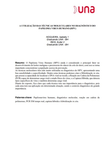 A utilização das técnicas moleculares no diagnóstico do Papiloma Vírus Humano (HPV)