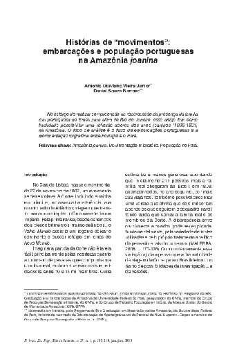 Histórias de &quot;movimentos&quot;: embarcações e população portuguesas na Amazônia joanina