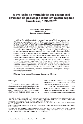 A evolução da mortalidade por causas mal definidas na população idosa em quatro capitais brasileiras, 1996-2007