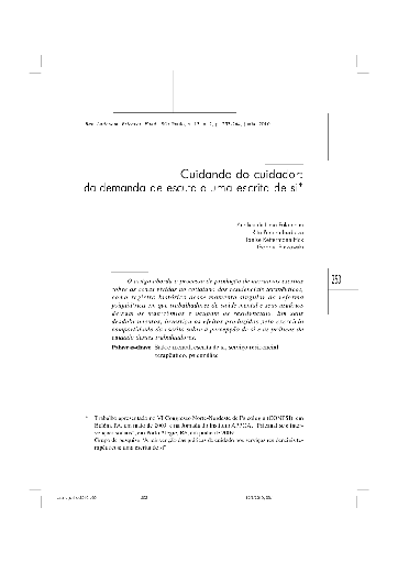 Cuidando do cuidador: da demanda de escuta a uma escrita de si