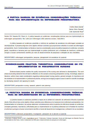 A prática baseada em evidências: considerações teóricas para sua implementação na enfermagem perioperatória